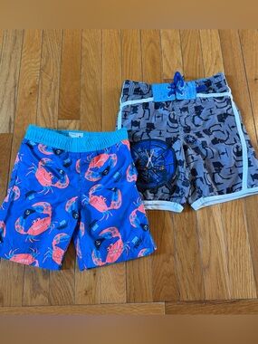 Children’s Place Blue Crab Swim Trunks + Disney Gray Star Wars Shorts Boys 3 3T